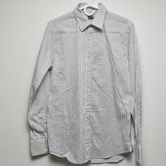 SARTORIA BENETTON STRIPED BUTTON FRONT SHIRT 16-EUC - Picture 1 of 4